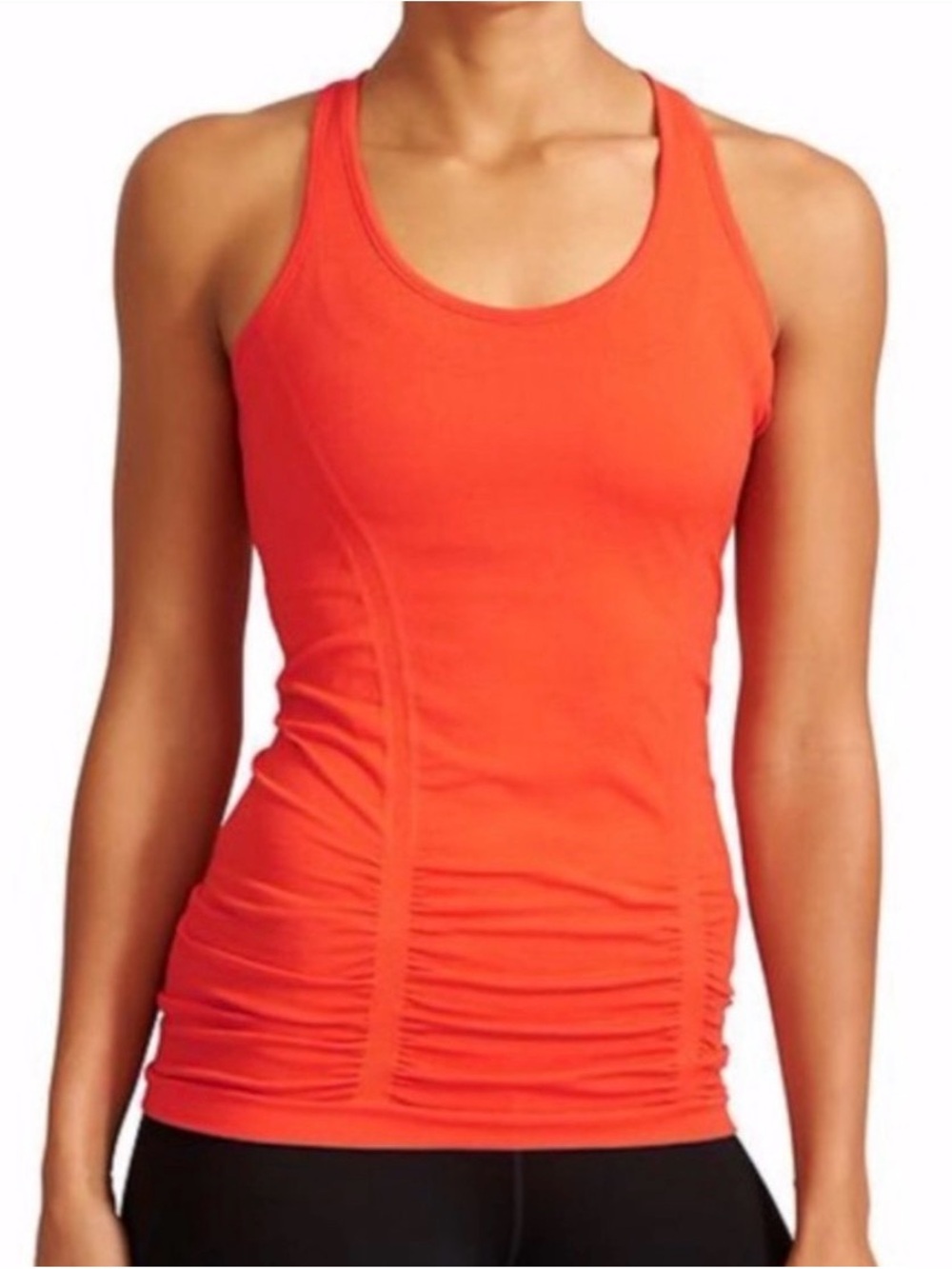 Athleta Bright Orange Ruched Racerback Tank